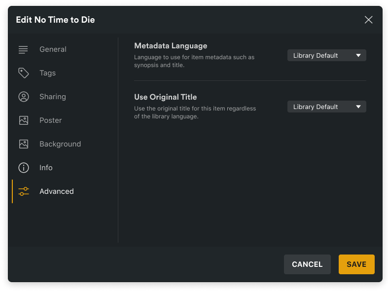 The new Advanced settings: heading and description on the left, dropdown on the right, a divider between each