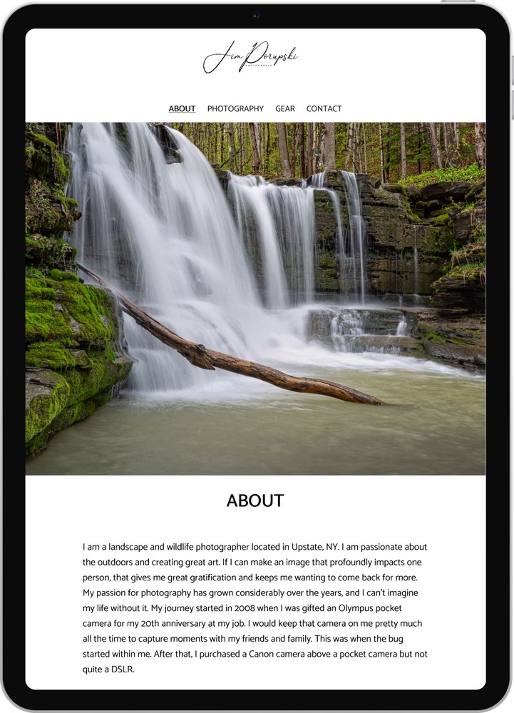 The About page at the tablet breakpoint